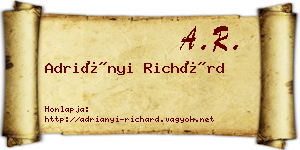 Adriányi Richárd névjegykártya